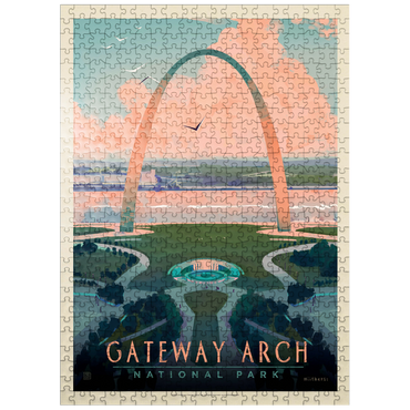 puzzleplate Gateway Arch National Park: Bird's-eye View, Vintage Poster 500 Jigsaw Puzzle