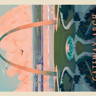 Gateway Arch National Park: Bird's-eye View, Vintage Poster 500 Jigsaw Puzzle 3D Modell