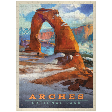 puzzleplate Arches National Park: Snowy Delicate Arch, Vintage Poster 300 Jigsaw Puzzle
