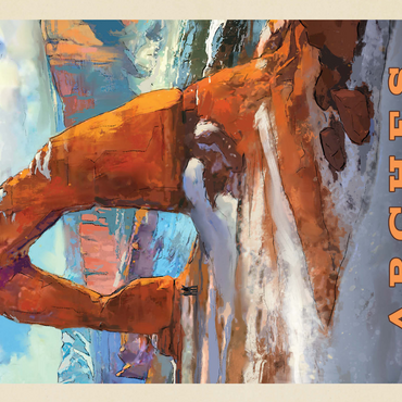 Arches National Park: Snowy Delicate Arch, Vintage Poster 500 Jigsaw Puzzle 3D Modell