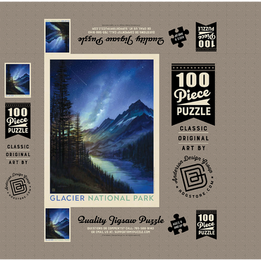 Glacier National Park: Starlight, Vintage Poster 100 Jigsaw Puzzle box 3D Modell