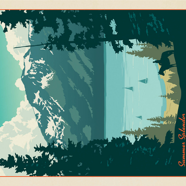 Lake Tahoe: Tahoe Summer, Vintage Poster 1000 Jigsaw Puzzle 3D Modell