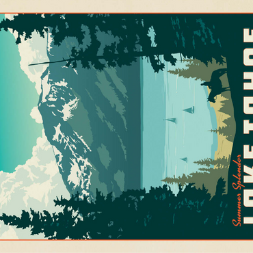 Lake Tahoe: Tahoe Summer, Vintage Poster 100 Jigsaw Puzzle 3D Modell