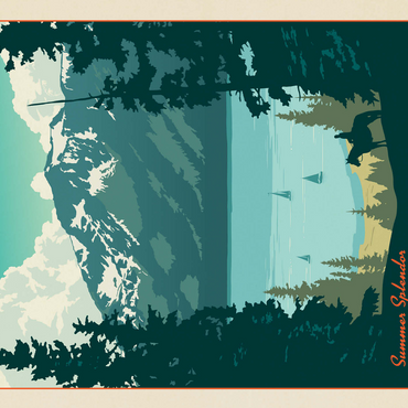 Lake Tahoe: Tahoe Summer, Vintage Poster 500 Jigsaw Puzzle 3D Modell