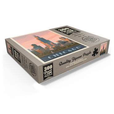 Chicago skyline: Lake Michigan, Vintage Poster 300 Jigsaw Puzzle box view1