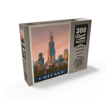Chicago skyline: Lake Michigan, Vintage Poster 300 Jigsaw Puzzle box view2