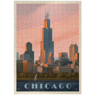 puzzleplate Chicago skyline: Lake Michigan, Vintage Poster 300 Jigsaw Puzzle