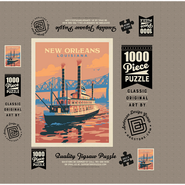 New Orleans: Sunset River Cruise, Vintage Poster 1000 Jigsaw Puzzle box 3D Modell