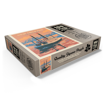 New Orleans: Sunset River Cruise, Vintage Poster 100 Jigsaw Puzzle box view1