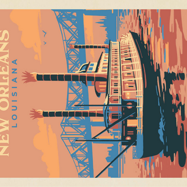 New Orleans: Sunset River Cruise, Vintage Poster 100 Jigsaw Puzzle 3D Modell
