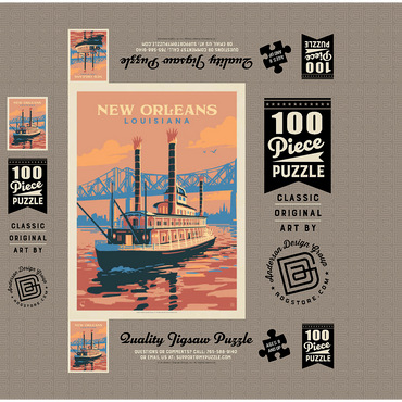 New Orleans: Sunset River Cruise, Vintage Poster 100 Jigsaw Puzzle box 3D Modell