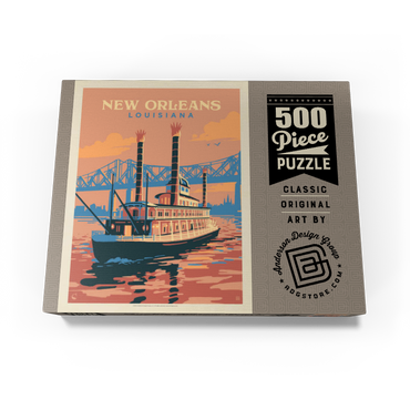 New Orleans: Sunset River Cruise, Vintage Poster 500 Jigsaw Puzzle box view3
