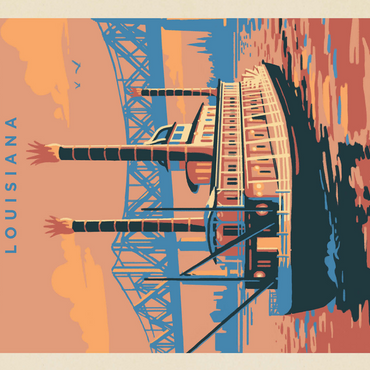 New Orleans: Sunset River Cruise, Vintage Poster 500 Jigsaw Puzzle 3D Modell