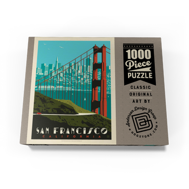 San Francisco: Golden Gate Bridge skyline, vintage poster 1000 Jigsaw Puzzle box view3