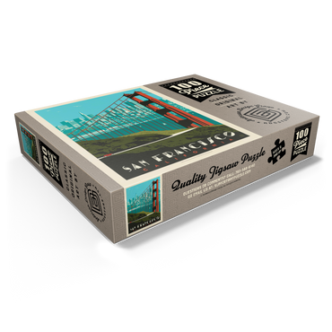 San Francisco: Golden Gate Bridge skyline, vintage poster 100 Jigsaw Puzzle box view1