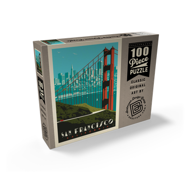 San Francisco: Golden Gate Bridge skyline, vintage poster 100 Jigsaw Puzzle box view2