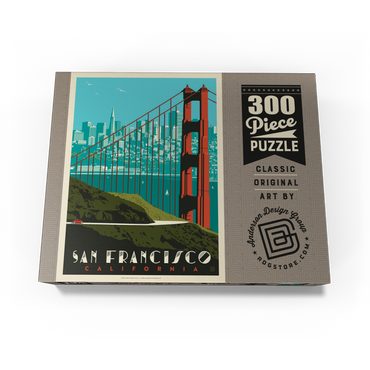 San Francisco: Golden Gate Bridge skyline, vintage poster 300 Jigsaw Puzzle box view3