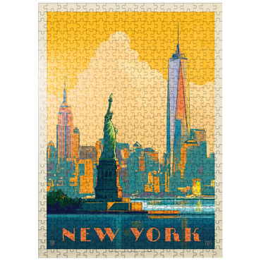 puzzleplate New York City: Skyline Glow, Vintage Poster 500 Jigsaw Puzzle