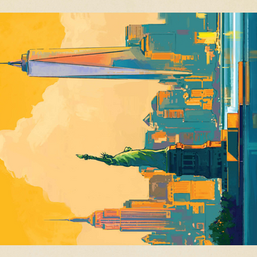 New York City: Skyline Glow, Vintage Poster 500 Jigsaw Puzzle 3D Modell