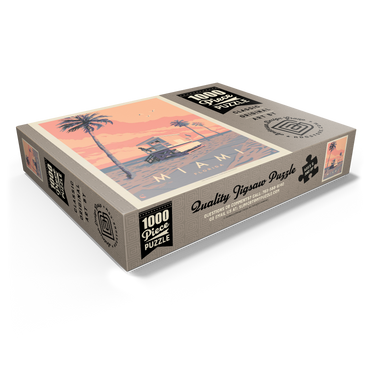 Miami, FL: Lifeguard Tower, Vintage Poster 1000 Jigsaw Puzzle box view1