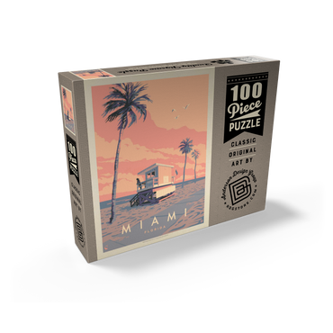 Miami, FL: Lifeguard Tower, Vintage Poster 100 Jigsaw Puzzle box view2