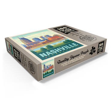 Nashville Skyline: Summer On The Riverfront, Vintage Poster 100 Jigsaw Puzzle box view1