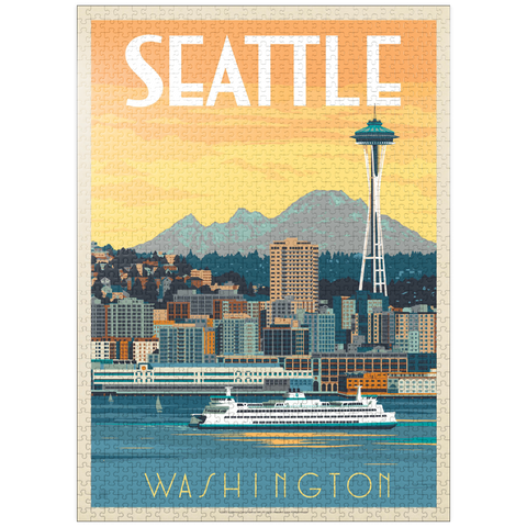 puzzleplate Seattle, WA: Ferry, Vintage Poster 1000 Jigsaw Puzzle