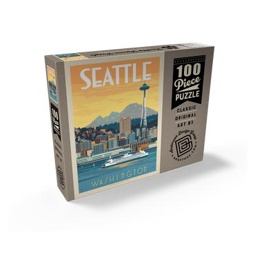 Seattle, WA: Ferry, Vintage Poster 100 Jigsaw Puzzle box view2