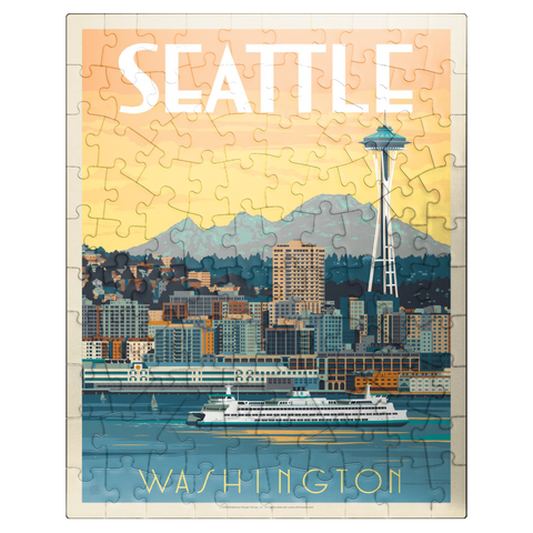 puzzleplate Seattle, WA: Ferry, Vintage Poster 100 Jigsaw Puzzle
