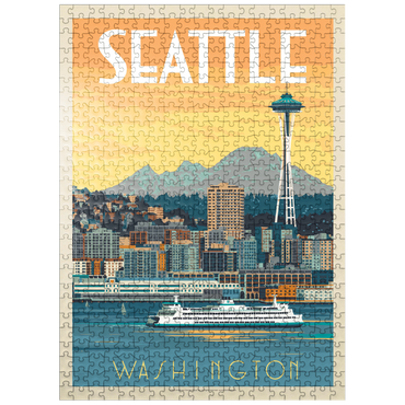 puzzleplate Seattle, WA: Ferry, Vintage Poster 500 Jigsaw Puzzle
