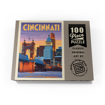Cincinnati, OH: Riverfront, Vintage Poster 100 Jigsaw Puzzle box view3