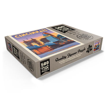 Cincinnati, OH: Riverfront, Vintage Poster 500 Jigsaw Puzzle box view1