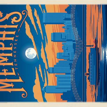 Memphis, TN: Home of Blues, Rock n' Roll, and Soul, Vintage Poster 1000 Jigsaw Puzzle 3D Modell
