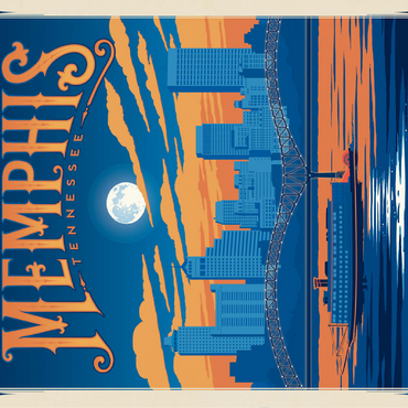 Memphis, TN: Home of Blues, Rock n' Roll, and Soul, Vintage Poster 100 Jigsaw Puzzle 3D Modell