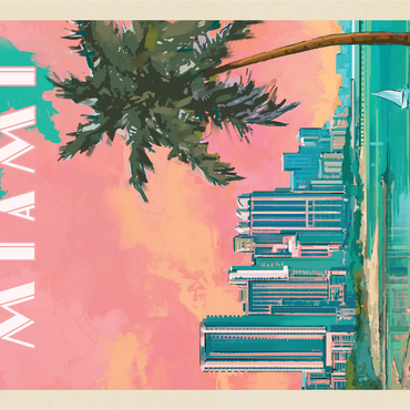 Miami, FL: South Beach, Vintage Poster 1000 Jigsaw Puzzle 3D Modell