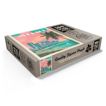 Miami, FL: South Beach, Vintage Poster 100 Jigsaw Puzzle box view1
