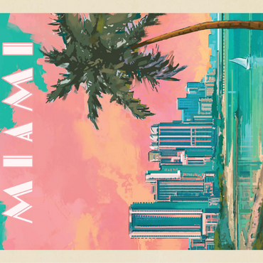 Miami, FL: South Beach, Vintage Poster 100 Jigsaw Puzzle 3D Modell
