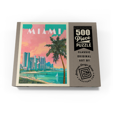 Miami, FL: South Beach, Vintage Poster 500 Jigsaw Puzzle box view3