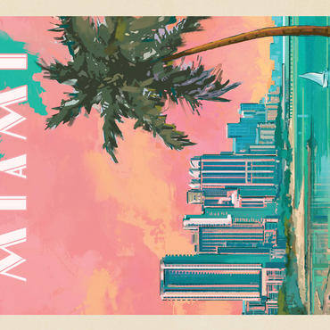 Miami, FL: South Beach, Vintage Poster 500 Jigsaw Puzzle 3D Modell
