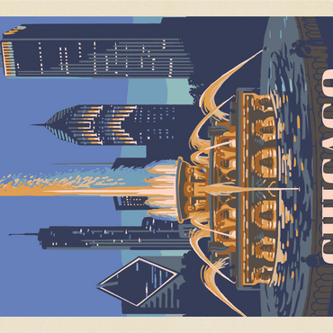 Chicago, IL: Fountain Of Light, Vintage Poster 1000 Jigsaw Puzzle 3D Modell
