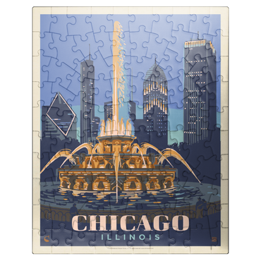 puzzleplate Chicago, IL: Fountain Of Light, Vintage Poster 100 Jigsaw Puzzle