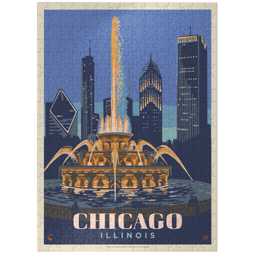 puzzleplate Chicago, IL: Fountain Of Light, Vintage Poster 300 Jigsaw Puzzle
