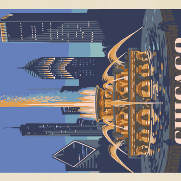 Chicago, IL: Fountain Of Light, Vintage Poster 500 Jigsaw Puzzle 3D Modell