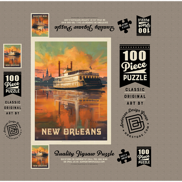 New Orleans: Riverboat, Vintage Poster 100 Jigsaw Puzzle box 3D Modell
