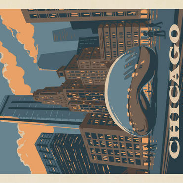 Chicago, IL: Magic Bean, Vintage Poster 100 Jigsaw Puzzle 3D Modell