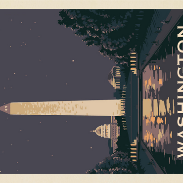 Washington DC: Reflections Of Freedom, Vintage Poster 1000 Jigsaw Puzzle 3D Modell