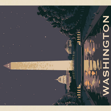 Washington DC: Reflections Of Freedom, Vintage Poster 100 Jigsaw Puzzle 3D Modell