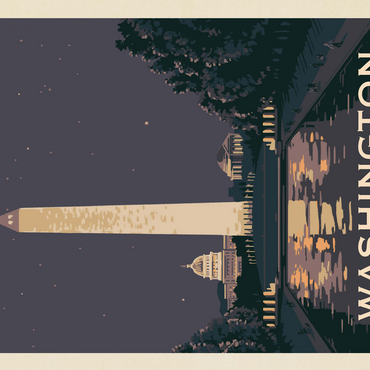 Washington DC: Reflections Of Freedom, Vintage Poster 500 Jigsaw Puzzle 3D Modell