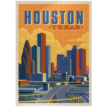 puzzleplate Houston, Texas: Skyline, Vintage Poster 300 Jigsaw Puzzle