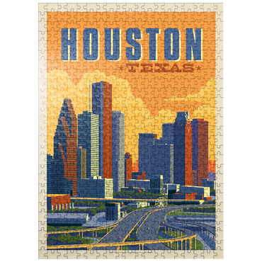 puzzleplate Houston, Texas: Skyline, Vintage Poster 500 Jigsaw Puzzle